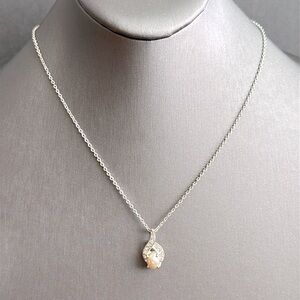 VTG Signed Roman Pearl & Rhinestone Drop Pendant Necklace 17”